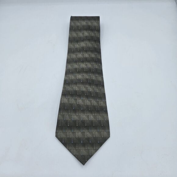Mens Necktie Formal Suit 57"Lx4" Black Brown Striped Tie Vintage - Picture 2 of 6